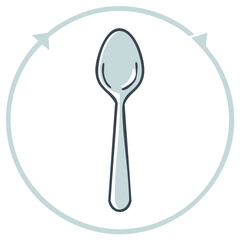 Simple Spoon Icon with Circular Arrows Symbolizing Recycling or Rotation