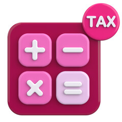 3D Tax Icon Illustration with Calculator and Finance Elements.