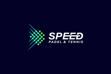 creative speed tennis and paddle symbol logo design vector illustration with gradient and bold styles