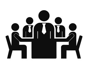 Business team meeting icon silhouette vector isolated on white background