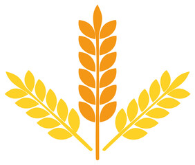 Fototapeta premium Three golden wheat ears illustration representing agriculture harvest and food production
