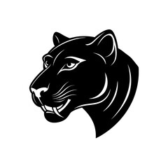 Black panther head fierce wild animal mascot logo profile design
