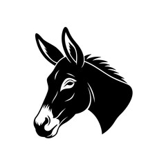 Fototapeta premium Donkey head illustration, isolated black and white vector art