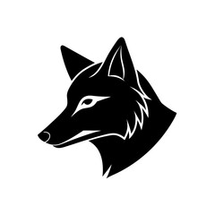 Black stylized fox head profile, modern logo design element graphic.