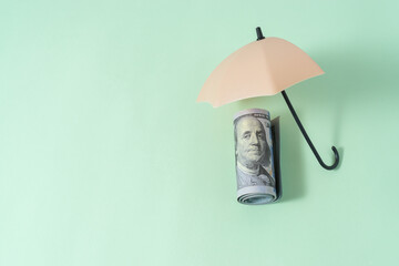 Business cover concept with a dollar banknote