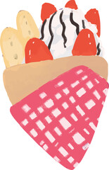 いちごバナナクレープのイラスト