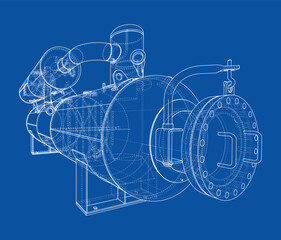 Industrial Machine Blueprint. Vector