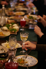 Chin chin cocktail party close-up at a restaurant in the evening