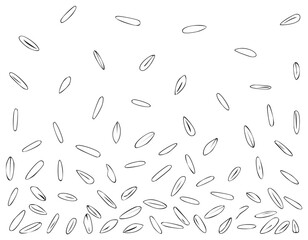 Naklejka premium Minimalist line art of falling rice grains. Simple black and white hand drawn sketch for food concept or background