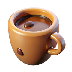3D rendering of a coffee cup brown and glossy perfect for cafe menus and promotional materials