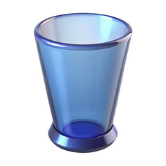Blue glass trash can icon 3D rendering isolated on white background