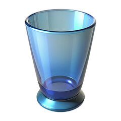 Empty blue glass glossy and transparent isolated on white background