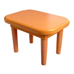 Small orange plastic table simple furniture for kids isolated on white background
