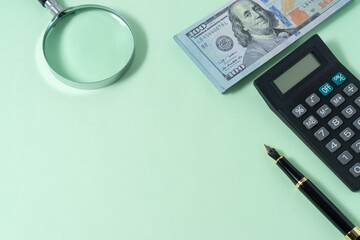 Business concept with a copy space on light green background