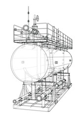 Industrial Tank Blueprint. Vector