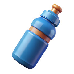 Blue plastic water bottle 3D render illustration for sports and outdoor activities isolated on white background