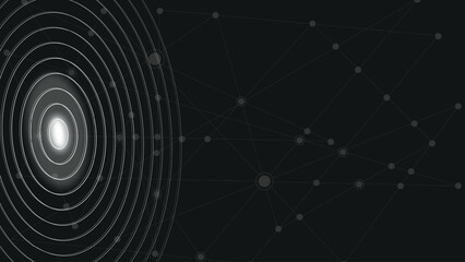 Cobweb pattern with morning dew drops on a dark background