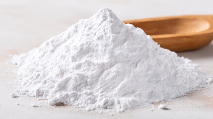 close-up focusing solely on the pure, soft mounds of white magnesium powder resting inside a chalk bucket. The lighting is soft and studio-quality, emphasizing the clean, essential nature of 