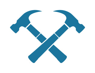 Reliable crossed hammers symbolize construction strength and dependable craftsmanship perfect for building, renovation, or home improvement projects, offering a powerful brand identity