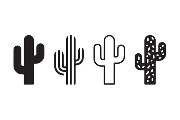 cactus icon set four stylized silhouette vector illustrations for UI