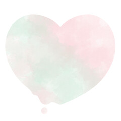 溶けるハートのパステルなピンクと黄緑水彩素材