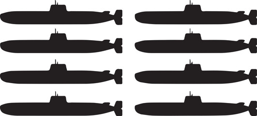 submarine silhouettes grid eight side view icons for identification