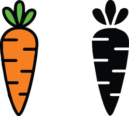 carrot icon set outline silhouette minimal vector for interface