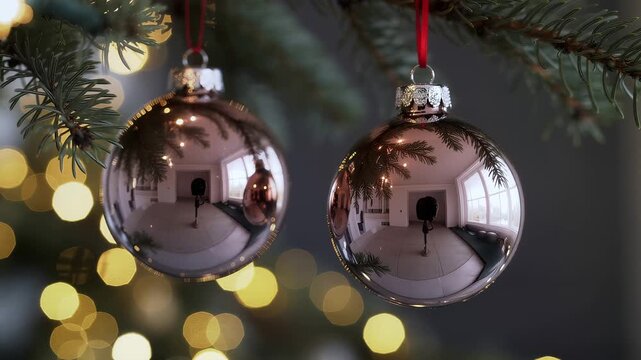 Festive Glass Ornaments in Warm Holiday Light