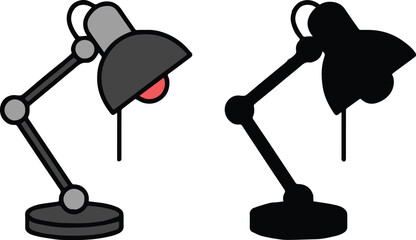 lamp desk lamp line art and solid silhouette vector icon workspace