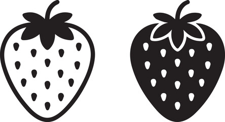 strawberry vector icons outline and solid for logo and ui
