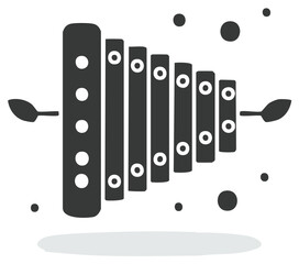 Cartoon Xylophone with Mallets and Musical Notes Illustration