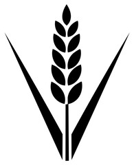 Minimalist wheat ear icon stylized vector graphic for agriculture and bakery symbol