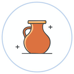 Orange Clay Amphora Vase with Handle and Decorative Crosses