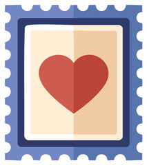 Classic Postage Stamp Featuring a Red Heart Symbol Illustration