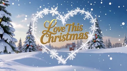 Celebrating Christmas in Winter Snowfall with Festive Heart Animation - Powered by Adobe