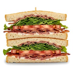 Delicious triple decker club sandwich packed with bacon lettuce and tomato