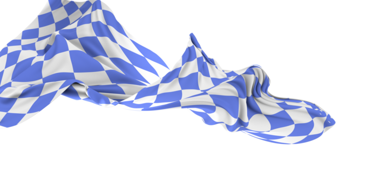 Abstract image of a blue and white checkered flag waving against a white background. This visual evokes a sense of movement, freedom, and triump - Powered by Adobe