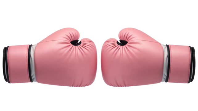 Pink boxing gloves, mockup isolated on transparent background