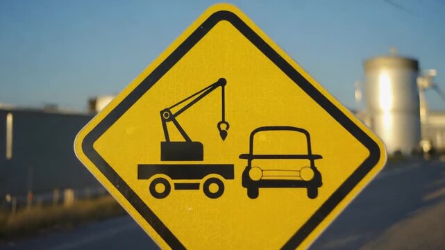 Road sign: crane service required.