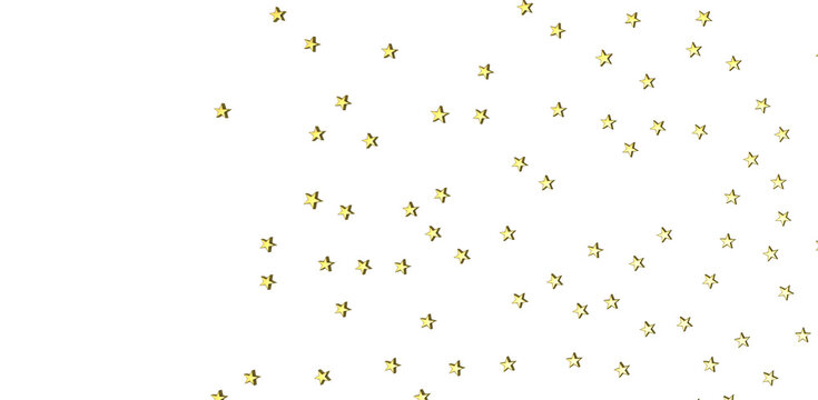 Image of golden stars spread over a white background. This image can be used for various purposes like celebration, parties, new year, christmas
