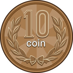 10円コイン表面（集中線デザイン）