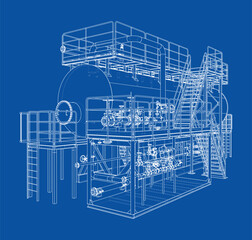 Industrial Machinery Blueprint. Vector