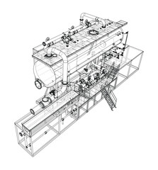 Industrial Equipment Blueprint. Vector