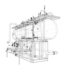 Industrial Tank Blueprint. Vector