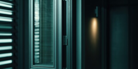 Fototapeta premium Modern interior design featuring a sleek window and minimalist lighting in a contemporary space