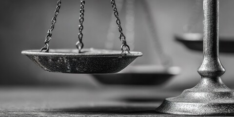 Detailed view of vintage balance scale showcasing classic design elements and craftsmanship in a minimalist setting