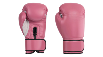 Pink boxing gloves, mockup isolated on transparent background