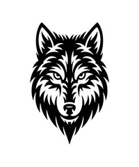 Aggressive Wolf Head Vector Illustration in Black and White Tribal Style