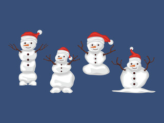 merry christmas snowman cartoon cute new year vintage season art december seasonal happy hand drawn