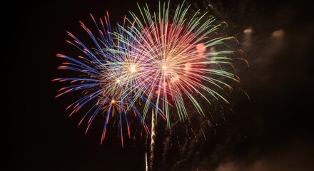 Vibrant Fireworks Display Against a Dark Night Sky.